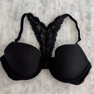 Victoria's Secret Angel and Body Black Lace Underwire Racerback Push-Up Bra